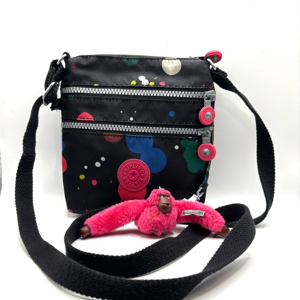 Kipling Printed Small Black Nylon Cross Body Bag